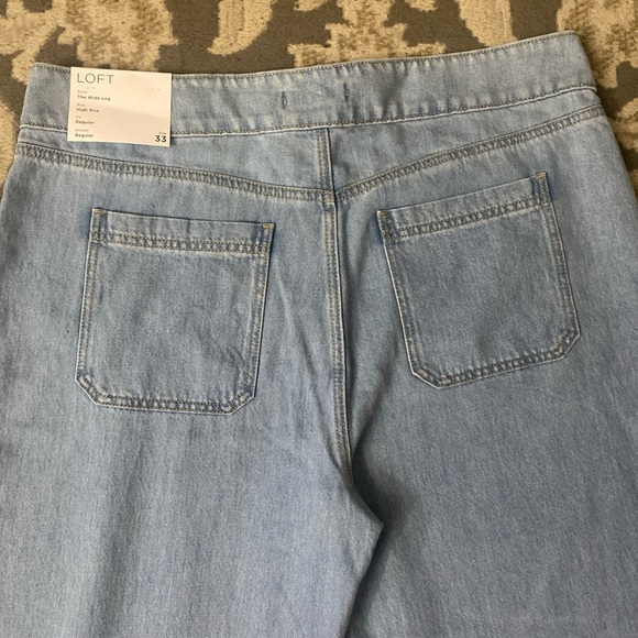 The Loft Patch Pocket High Rise Wide Leg Jeans Size 33 - Picture 6 of 16